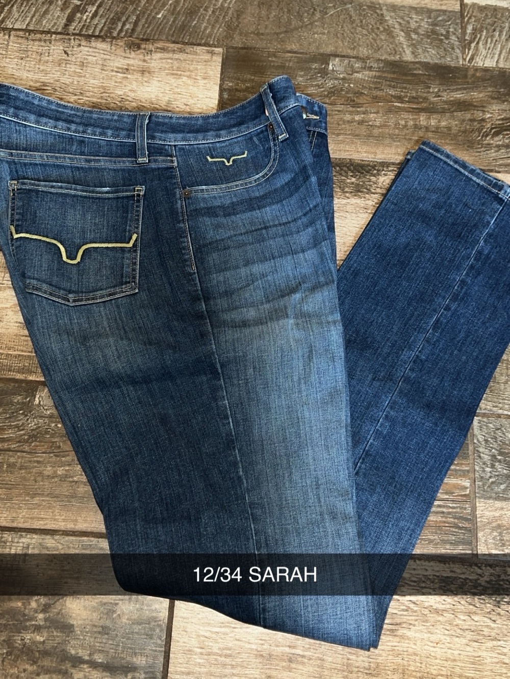 Kimes Ranch Women's Blue Straight Leg Jeans with Yellow Accent